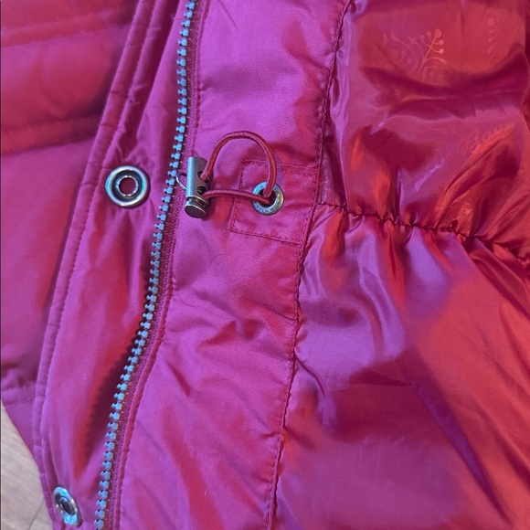 EDDIE BAUER Small Red 700 Fill Goose Down Parka Coat Jacket with Hood - Picture 8 of 10